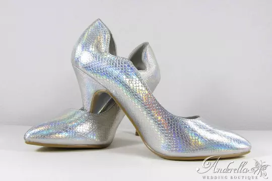 Ezüst kígyó menyasszonyi cipő - 38