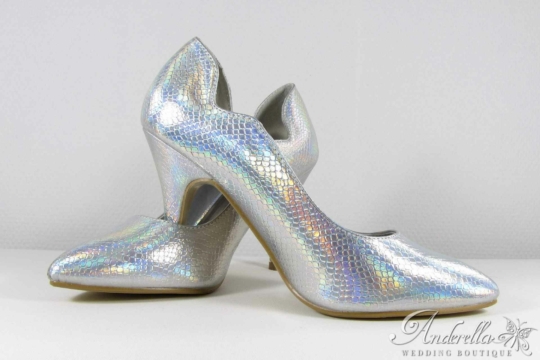 Ezüst kígyó menyasszonyi cipő - 38