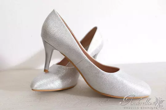 Ezüst csillámporos alkalmi cipő - 40