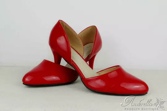 Oldalain nyitott - piros alkalmi cipő - 38