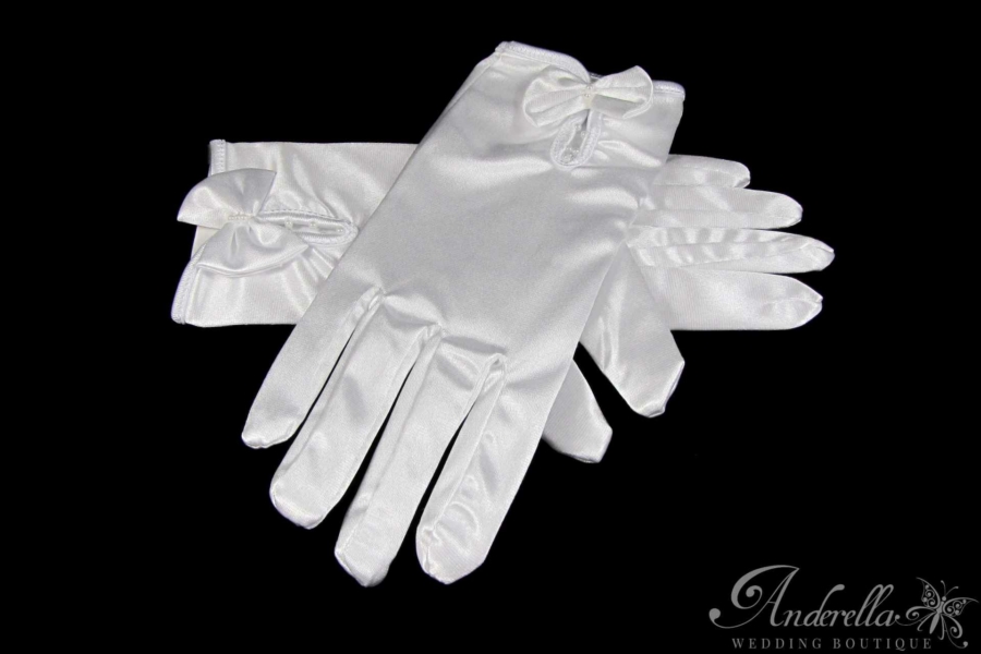 Rövid fehér menyasszonyi kesztyű- 5 ujjas