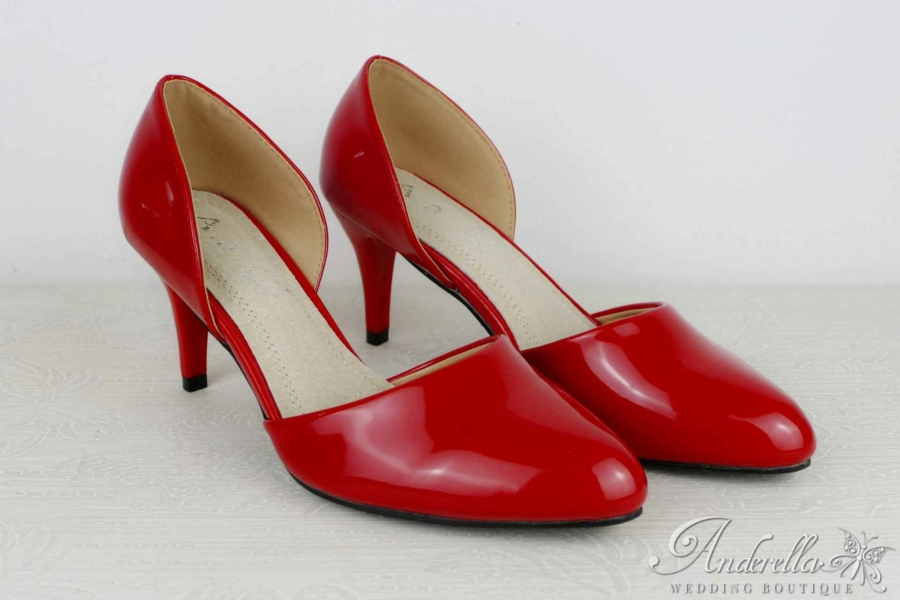 Oldalain nyitott - piros alkalmi cipő