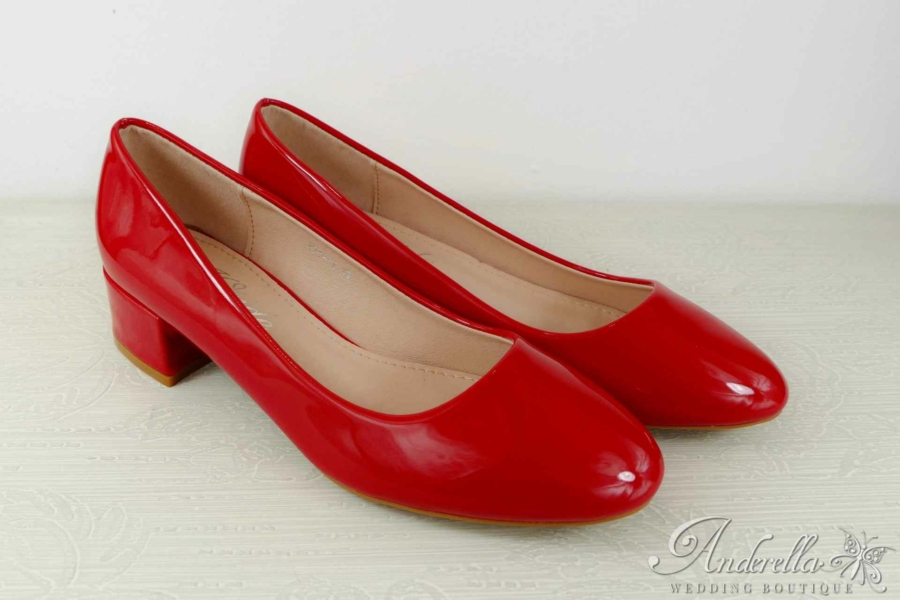 Lapos lakk alkalmi cipő - piros