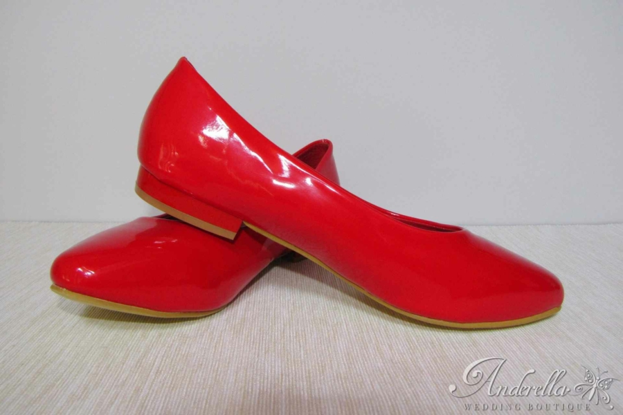 Piros balerina menyecske cipő