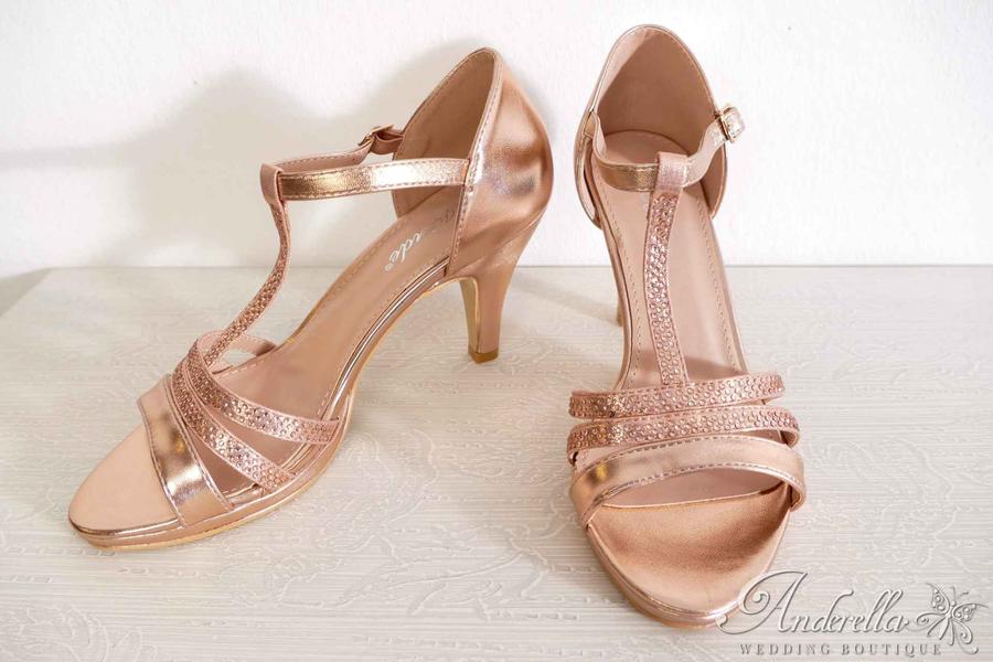 Rose gold alkalmi szandál- kényelmes sarokkal