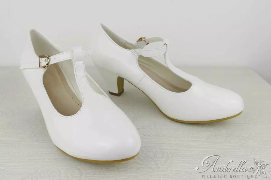 T-pántos esküvői cipő - alacsony sarokkal - 38