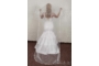 Kép 3/3 - 2,5 méter hosszú, szatén szalaggal szegett menyasszonyi fátyol, törtfehér