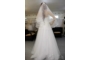 Kép 3/6 - Szatén szalaggal szegett kristálytüll menyasszonyi fátyol - rövidebb fehér színű